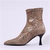 Miss Elastic High Heel Point Ankle Boot - Beige Snake